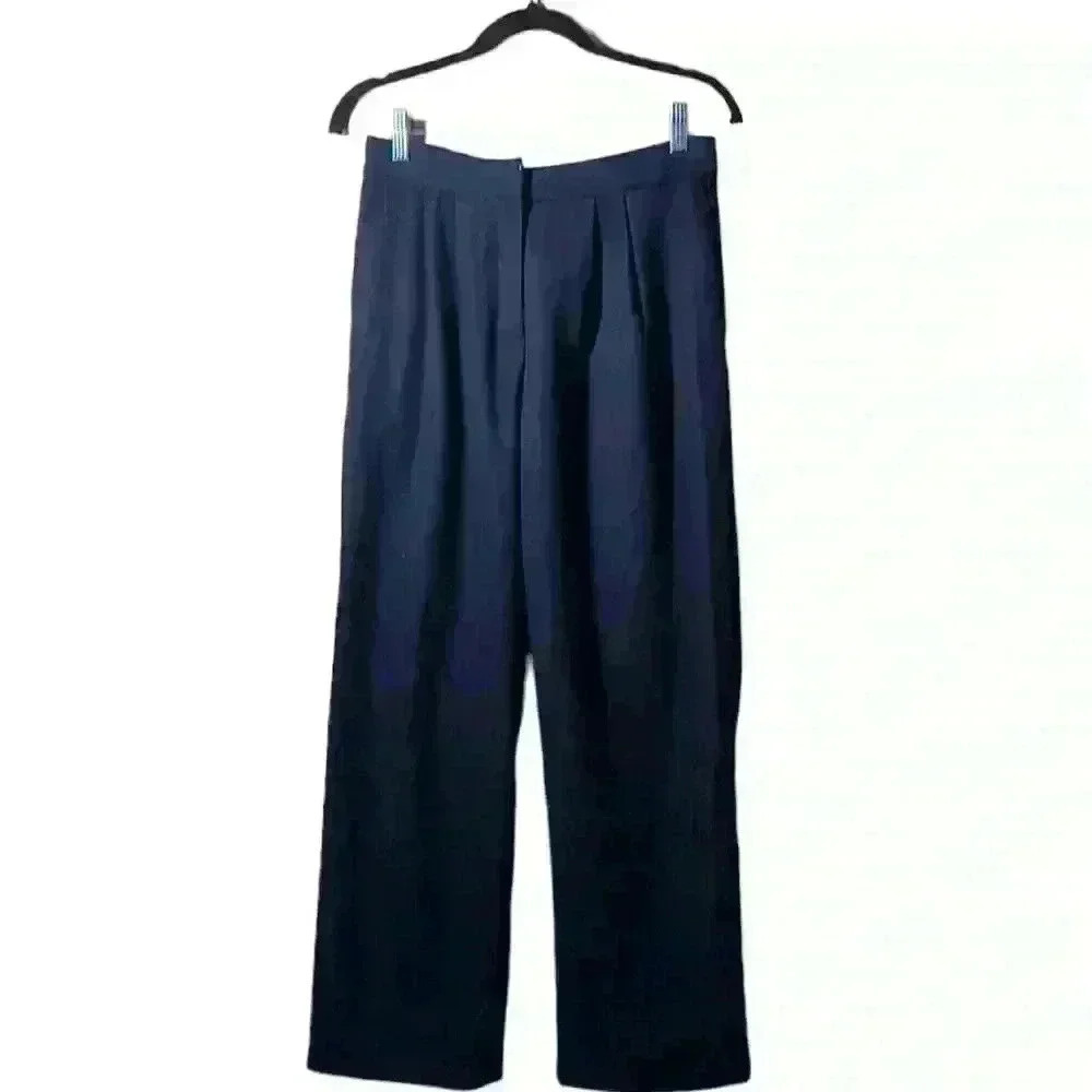 Sage brand Navy wool pleat front trousers